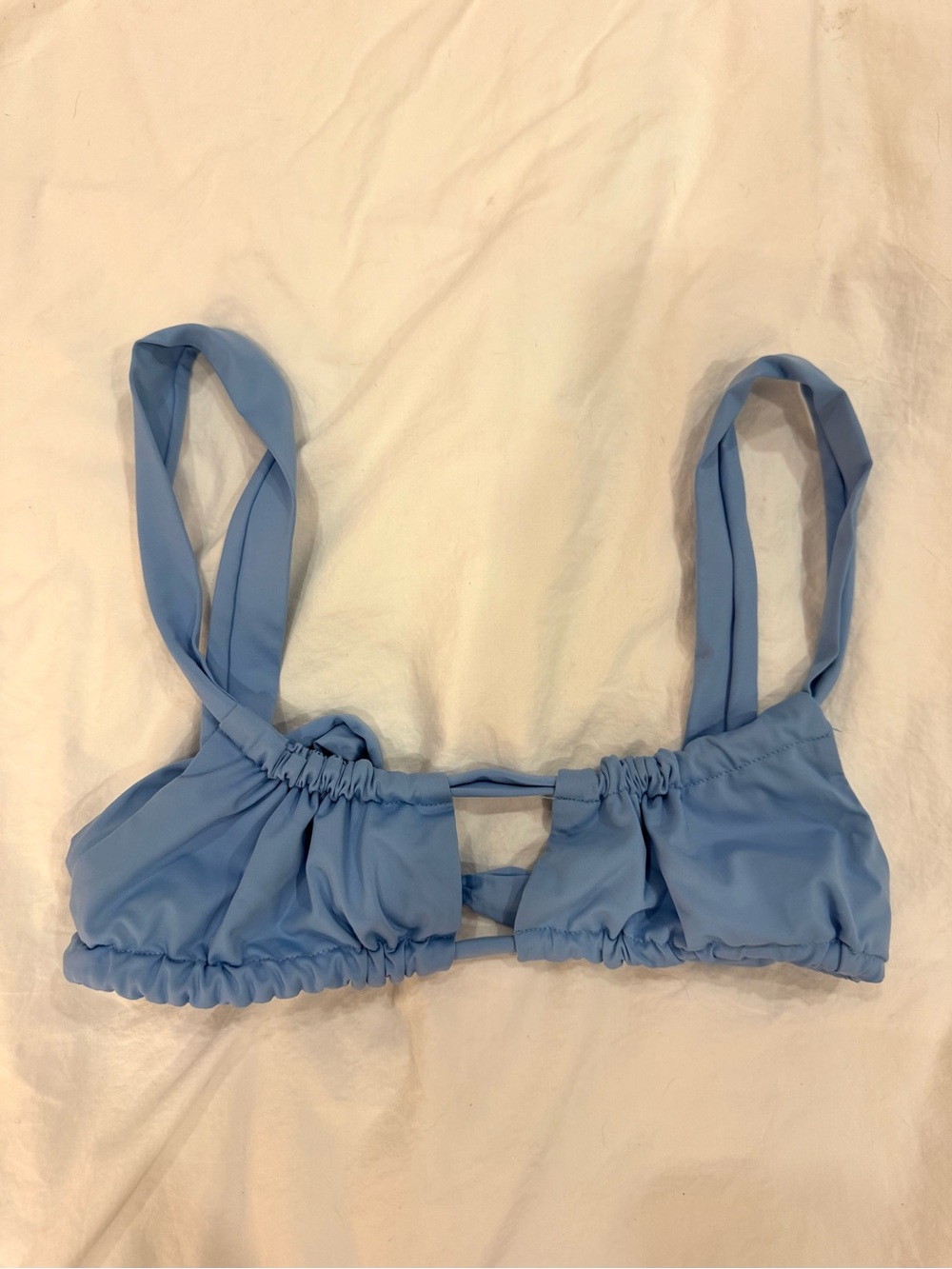 Frankies Bikinis Willow Ruched Bikini Top - Chambray Blue - SIZE M